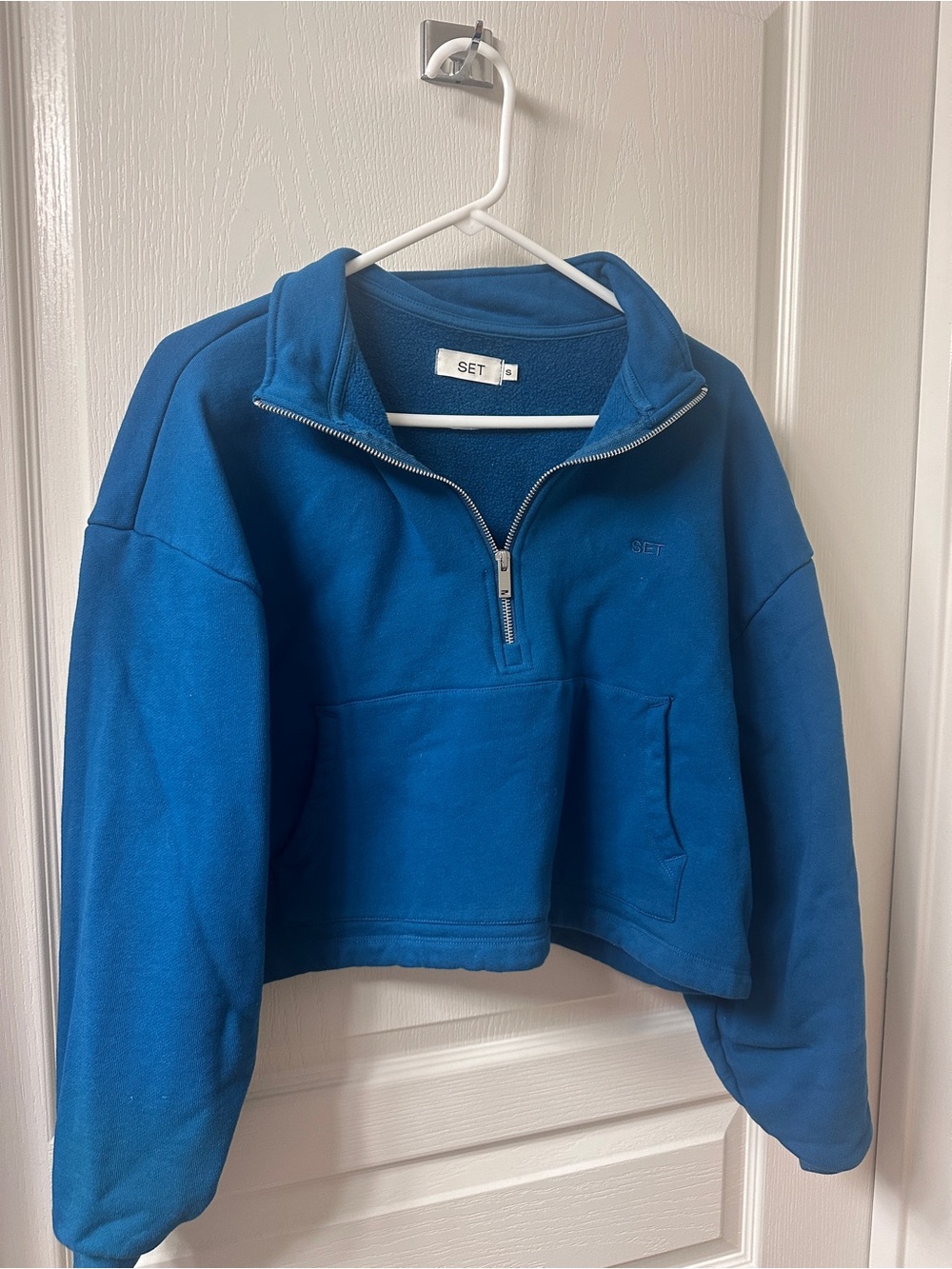 SET active Women’s Blue Half-Zip Cropped Fleece Sweater